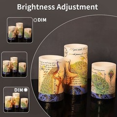 Flameless Peacock Battery Operated Candles With Remote – Flickering Pillar Re…