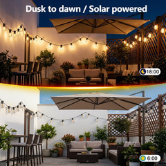 100FT Solar String Lights Outdoor, IP65 Waterproof Shatterproof LED Bulbs, Solar