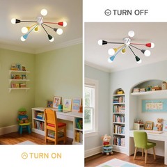 Zoryata 33 Kids Ceiling Light Fixture Colorful 8-Light Sputnik Chandelier