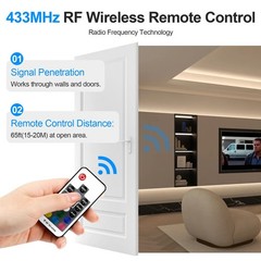 RGB LED Controller 5V~24V 12A with 17~Key RF Remote for Strip Lights