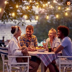 54FT(48+6) Solar String Lights Outdoor Waterproof with USB 48+6FT(16 Sockets)