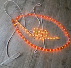 FOOTBALL ORANGE & WHITE LED CORDED PLUG IN WALL ROPE LIGHT 11×19″