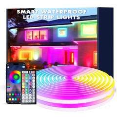 LED Neon Light Cord with Remote Control – Flexible, 39FT IP67 Waterproof, Mus…