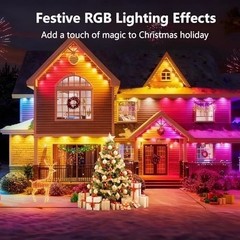 300Ft Permanent Outdoor Lights for House, App & Remote Control, RGB Smart Eaves.