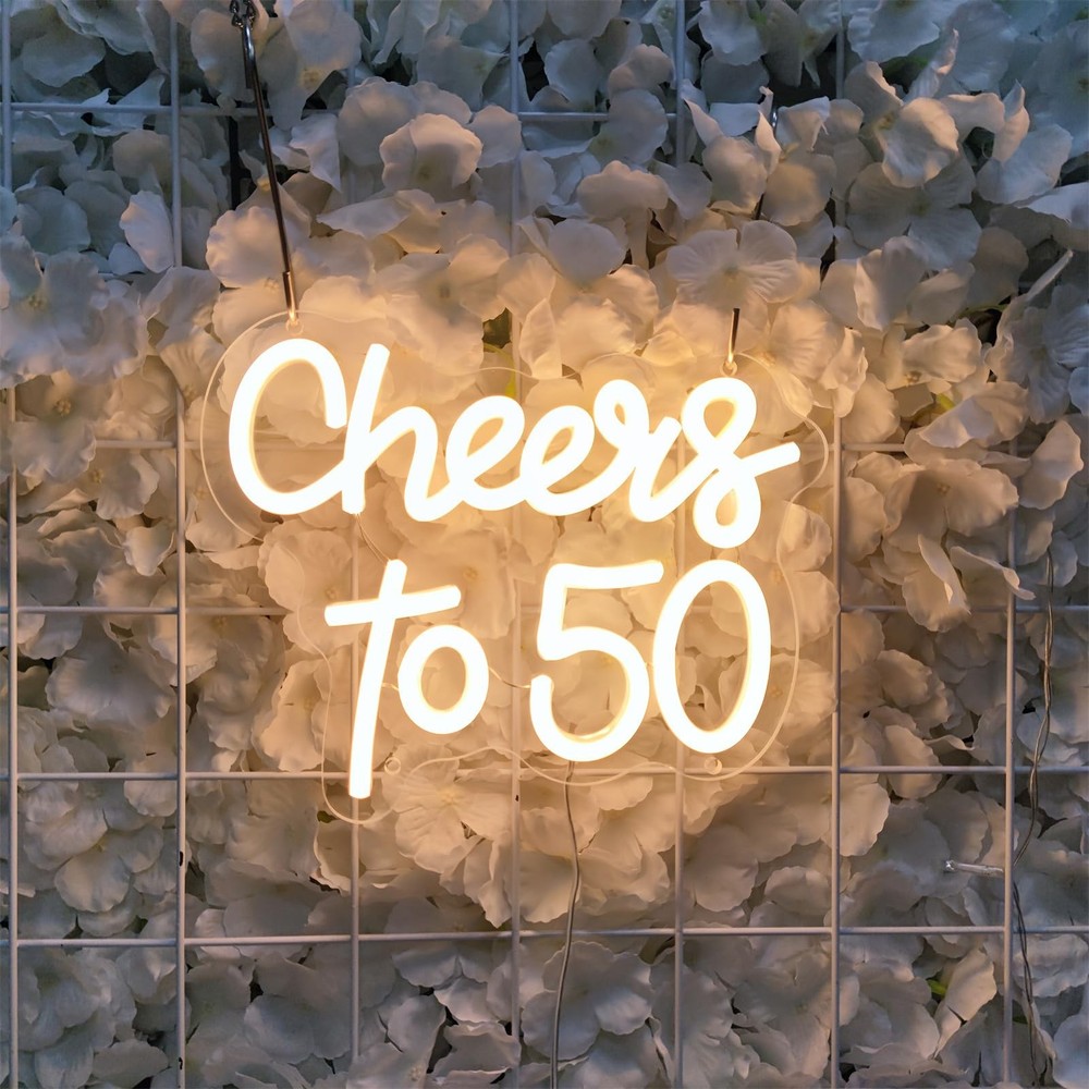 Cheers to 50 Years Neon Sign 50th Anniversary Decorations, LED Lights Sign 50…