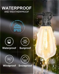 Art Deco LED Bistro String Lights – 300FT with 96 Vintage Bulbs, Waterproof