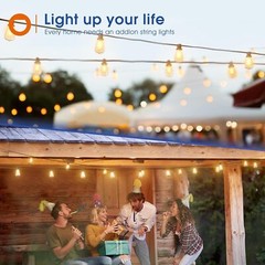 LED Outdoor String Lights, ST38 LED Patio Lights with E12 Edison Vintage Bulbs
