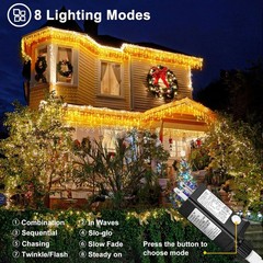 Bright 99ft 1216 LED String Lights – Warm White, 8 Modes, Energy Saving