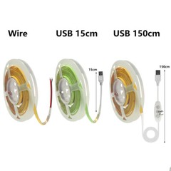 4mm 5V USB COB LED Strip Lights TV Backlight PC Decor Warm Cool White 480LEDs/m