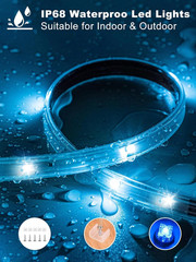 50Ft Outdoor LED Strip Lights Waterproof IP65 RGB w/ Remote & App Control