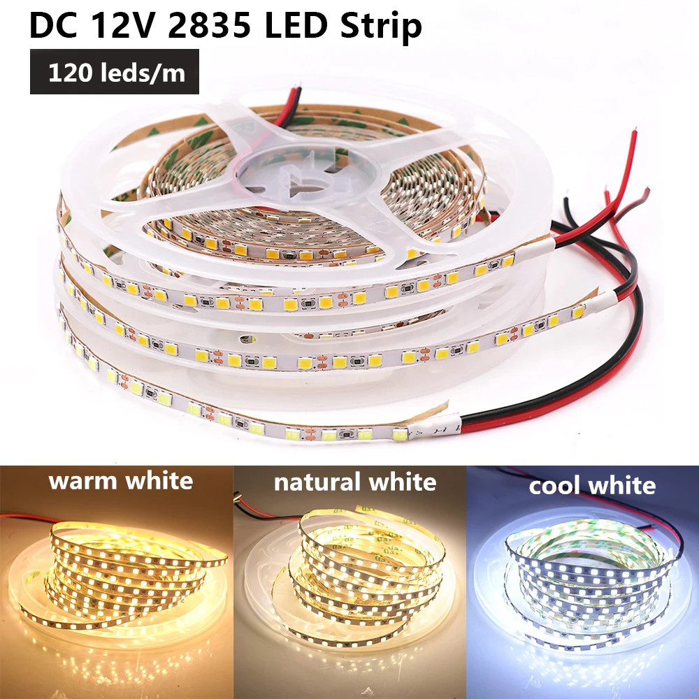 10m 33ft 12V 24V SMD 2835 Flexible Light Strip 180LEDs/m 120leds Warm Cool White