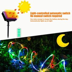 Led Solar Powered Rope Fairy String Strip Lights Waterproof For Outdoor Garden