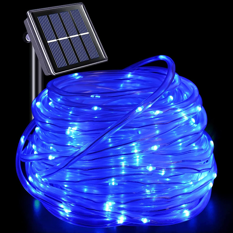 Led Solar Powered Rope Fairy String Strip Lights Waterproof For Outdoor Garden