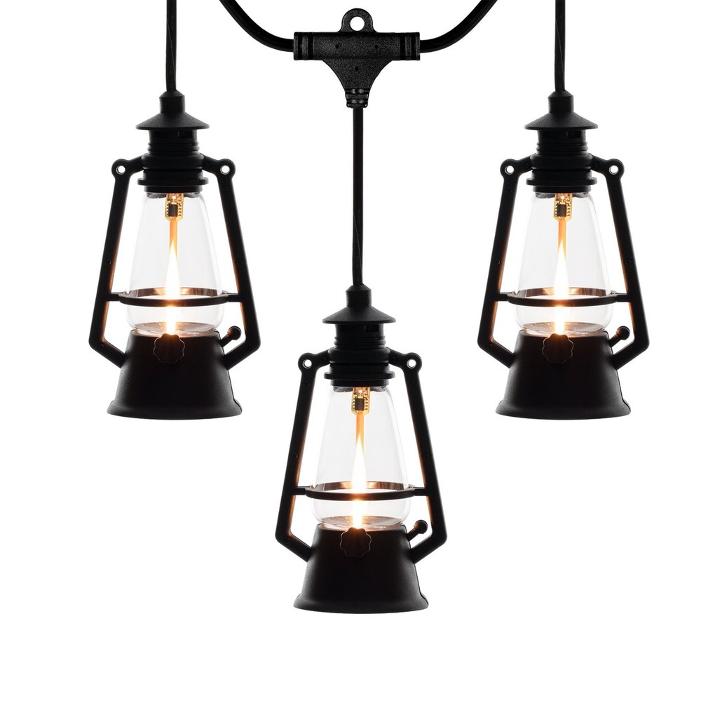 Novelty Lights ST38 LED Outdoor Flicker Flame Oil Lamp String Lights, 10 Light