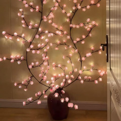 5.3 FT 144 LED Cherry Blossom Tree Branch Lights for Wall,8 Modes Pink Cherry