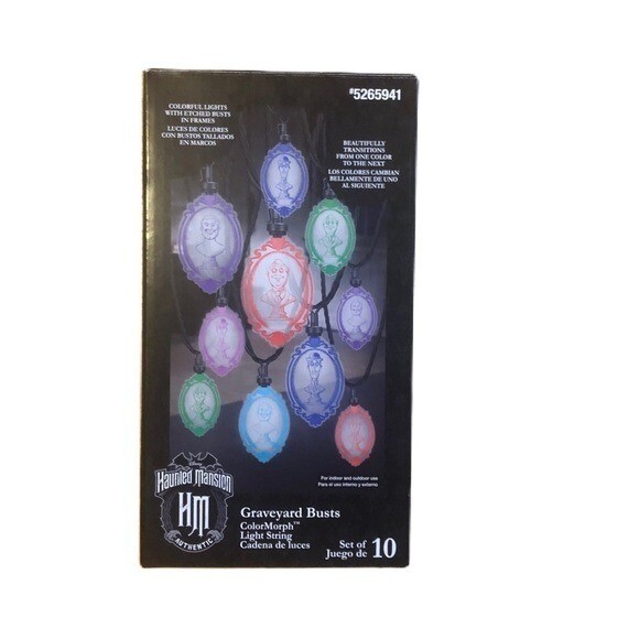 Disney Haunted Mansion Graveyard Busts NEW Set of 10 Color Morph Light String