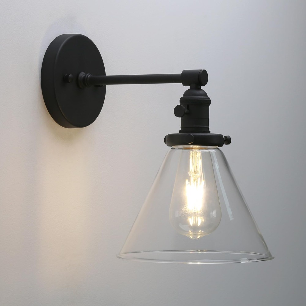 Phansthy Black Industrial Wall Sconce Light Single Light Wall Lamp 7.3 Inches