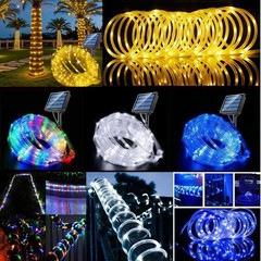 Solar Tube Rope Lights Outdoor Garden Waterproof String Light Lamp 100 LED 32FT