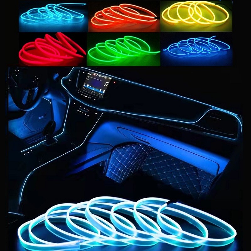 Neon LED Lights Glow EL Wire String Strip Rope Tube Decor Car Party + Controller