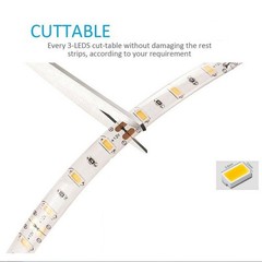 16ft Super Bright 5630 6000K Daylight White LED Strip Lights 12V 6A Power Supply