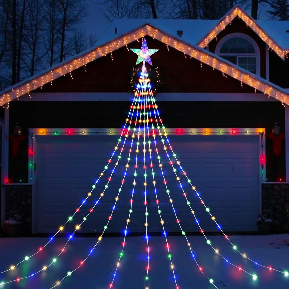 Luces Navideñas Para Exterior Árbol Estrella De Navidad Luz Impermeable 2025