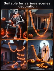 10.5 Ft Halloween Chain String Lights 175 LED Orange Plastic Indoor Outdoor D…