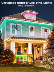 50Ft Outdoor LED Strip Lights Waterproof IP65 RGB w/ Remote & App Control
