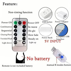 Christmas Home Decoration USB 8 Modes Fairy Garland Lights LED Curtain String Li
