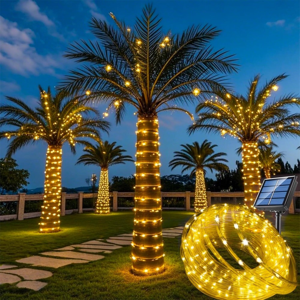 39FT Solar Rope Lights Outdoor Waterproof LED PVC Tube Fairy String Light Garden