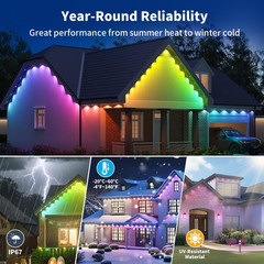 300FT Smart Outdoor LED Lights, 16M Colors, Waterproof, App & Remote Control