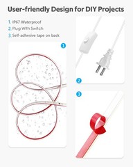 2M LED Strip Lights for Bedroom with Self-Adhesive AC 110V-120V Warm White 30…