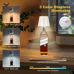 Wireless Bottle Lamp,2025 New 3 Color Rechargeable Wine Bottle Lights Bars