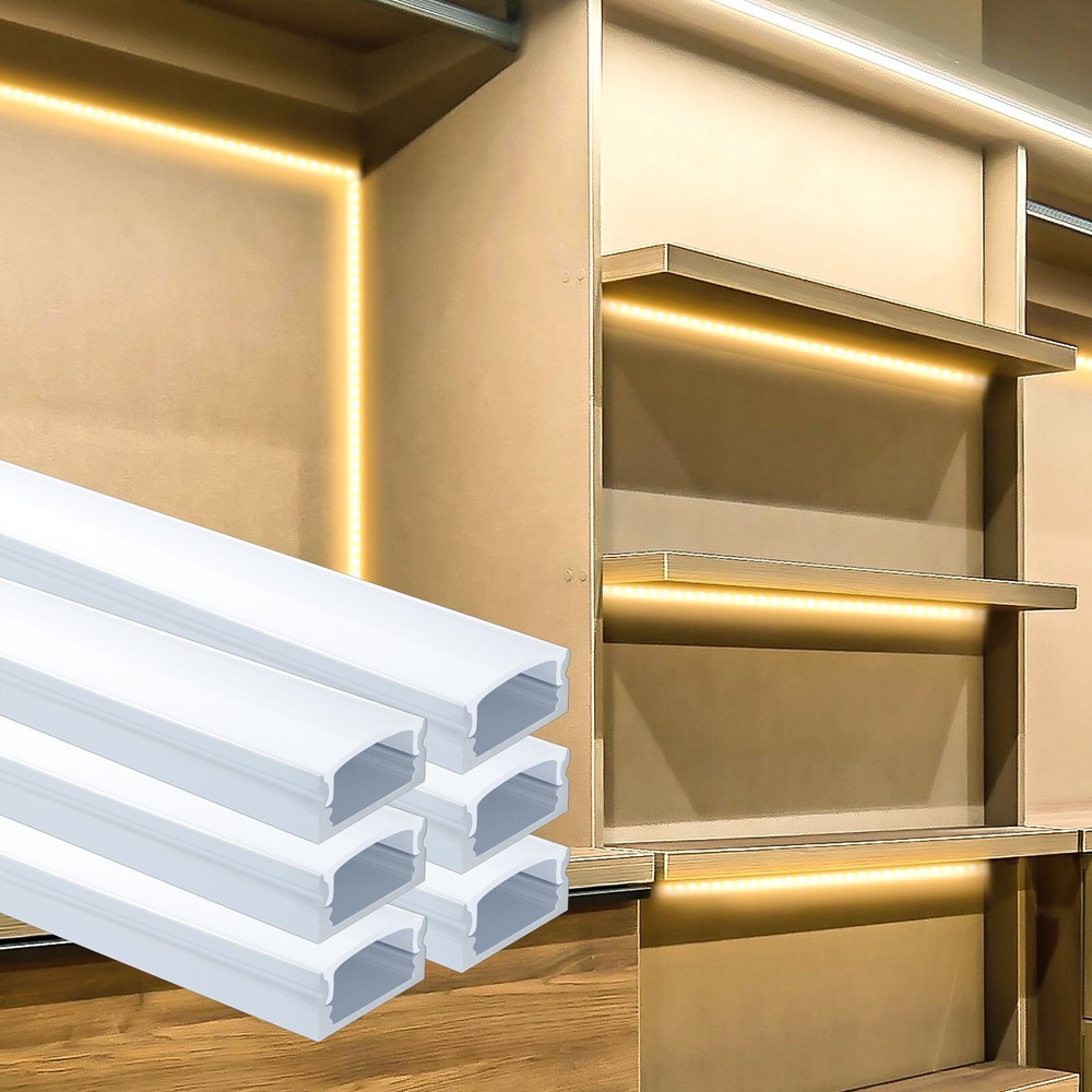 Muzata 6Pack 3.3FT/1M U Shape LED Aluminum Channel System with Cover End U1SW