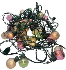Vintage 40 FT Glass Globe String Lights 4 Colors Orange Pink Yellow Green- READ