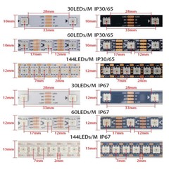 DC12V WS2815 RGB LED Strip Double Signal 30/60/144 Pixels Individual Addressable