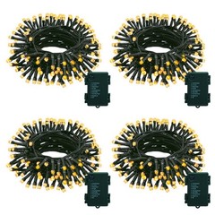 4 Pack Battery String Lights Each 23Ft 70 LED Green Wire Christmas Lights
