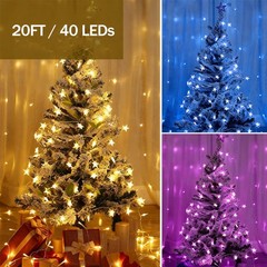 20Ft 40LED Color Changing Star String Lights with Remote for Bedroom Kids Room