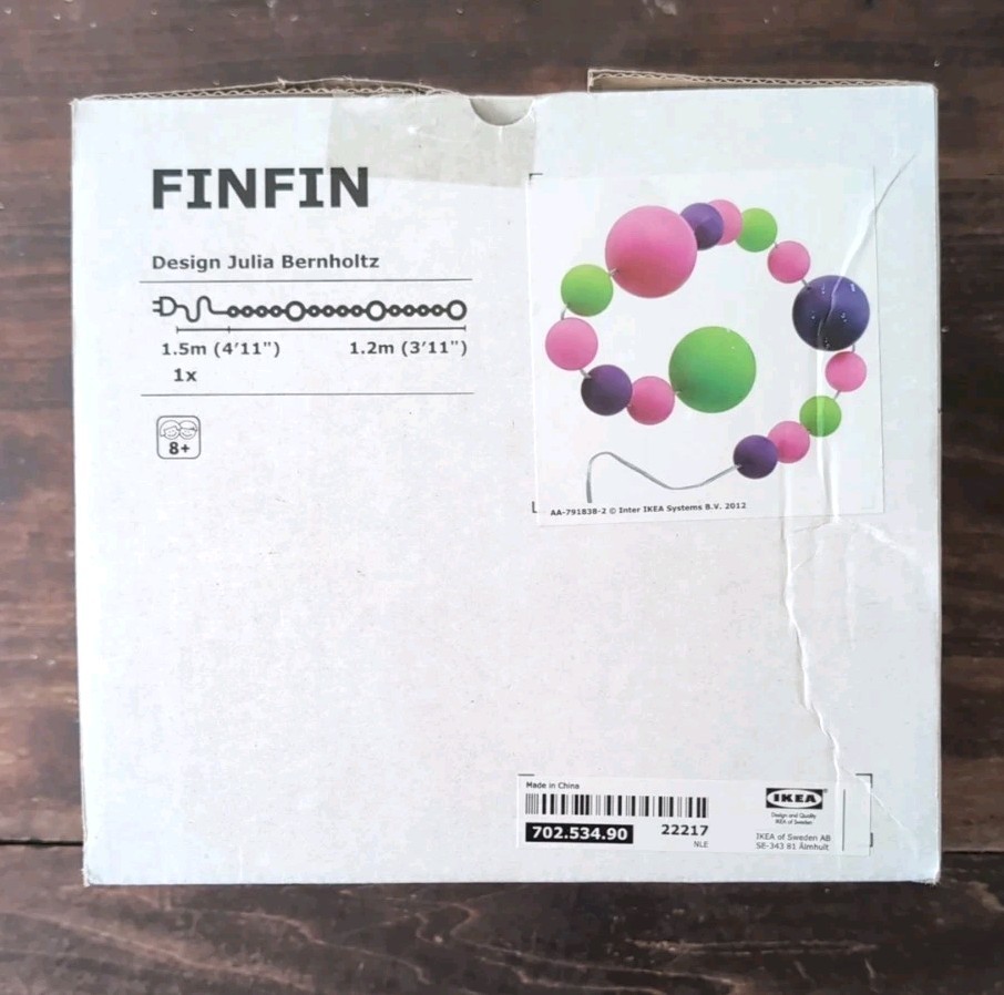 Rare Ikea Finfin Retro 15 Ball Garland String Light Lamp Julia Bernholtz 2012