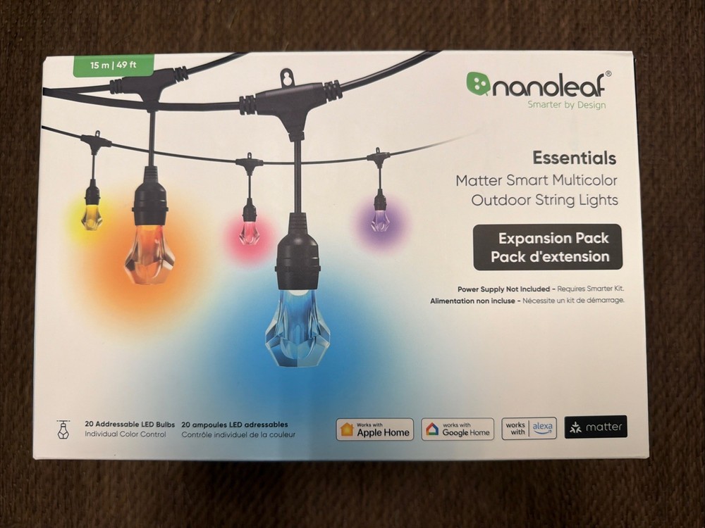 Essentials Matter Smart Multicolor Outdoor String Lights Expansion Pack with …