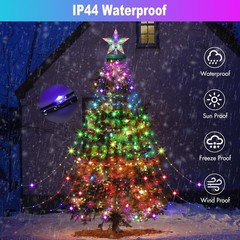 200 LED SOLAR Christmas Tree Waterfall Lights Color Changing Indoor Outdoor