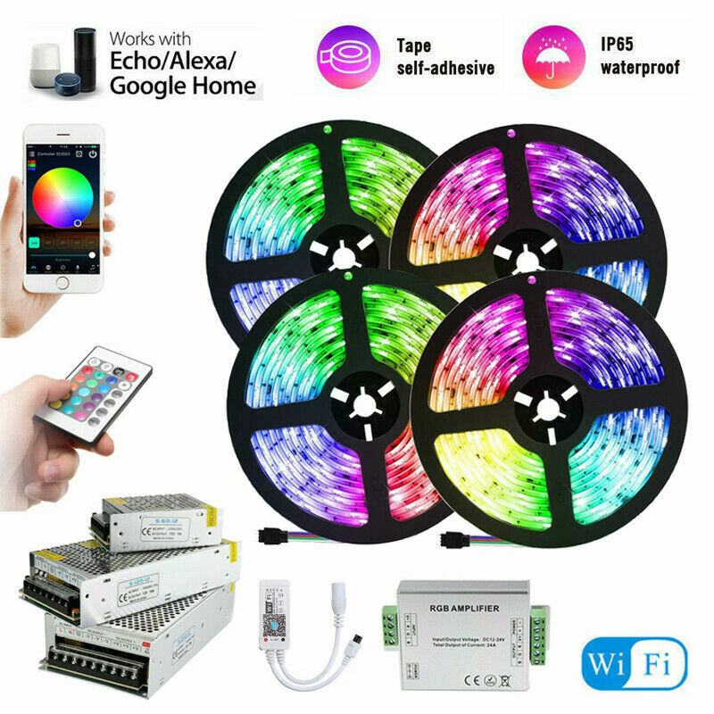 5M/20M WIFI RGB LED Strip waterproof 5050 SMD Diode Tape light remote power Kit