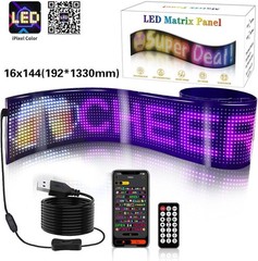 52.4in x 7.6in Extra Large Flexible Easy Install USB Devil Eyes Light for Cars..