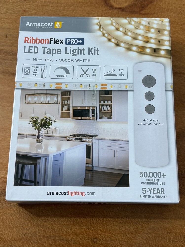 Armacost RibbonFlex Pro+ LED Tape Light Kit 16ft 3000K Dimmable New OB