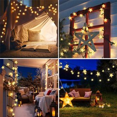 50/100 LED Solar String Lights Outdoor Star Fairy Light Patio Garden Party Decor