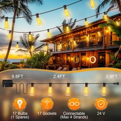 Outdoor String Led Patio Lights – 50Ft 15M Outside Waterproof Light With Remo…