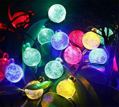 20ft 30 LED Solar String Ball Lights Outdoor Waterproof Warm White Garden Decor