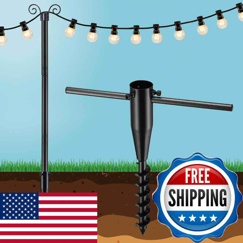 Euijoip 10Ft String Light Poles Spiral Ground Stakes 38Mm Adjustable Height