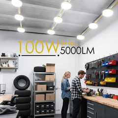 LED Construction String Lights 100FT, 10000 LM, 5000K Daylight LED String Work L