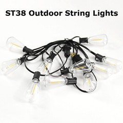 Outdoor Led String Light Plug in 50FT LED Lights with 25 Bulbs ST38 Shatterproof