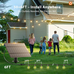 addlon 50FT Solar String Lights Outdoor Waterproof with Remote, G40 Globe Solar